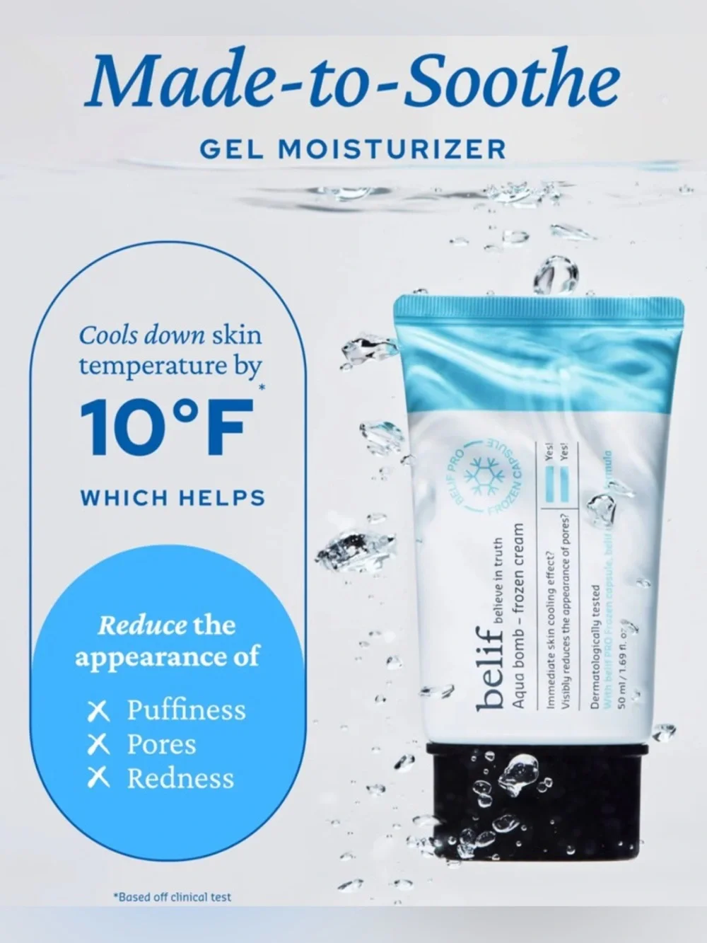 Belif Aqua Bomb Frozen Cream Cooling Gel 0.33 fl oz/ 10ml NIB Fresh Sealed